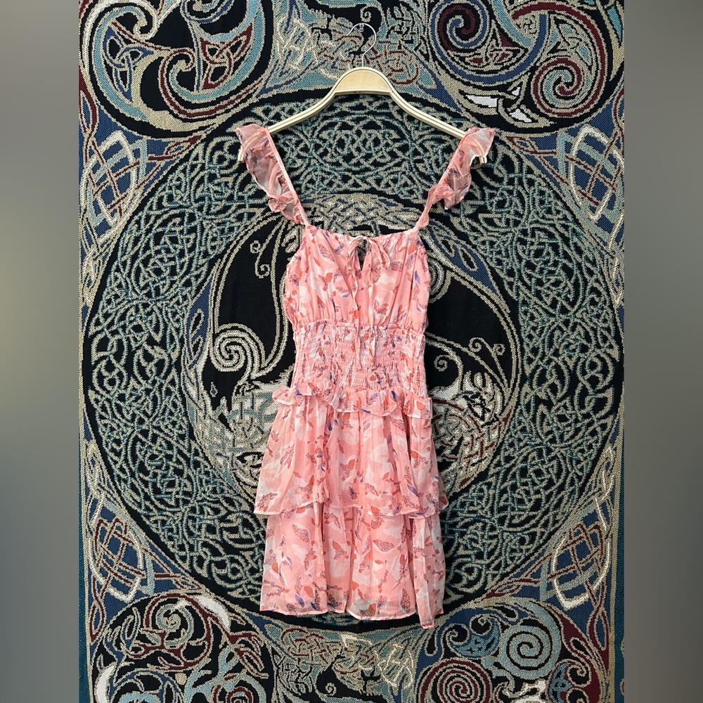 O.Vianca Pink and White Floral Dress